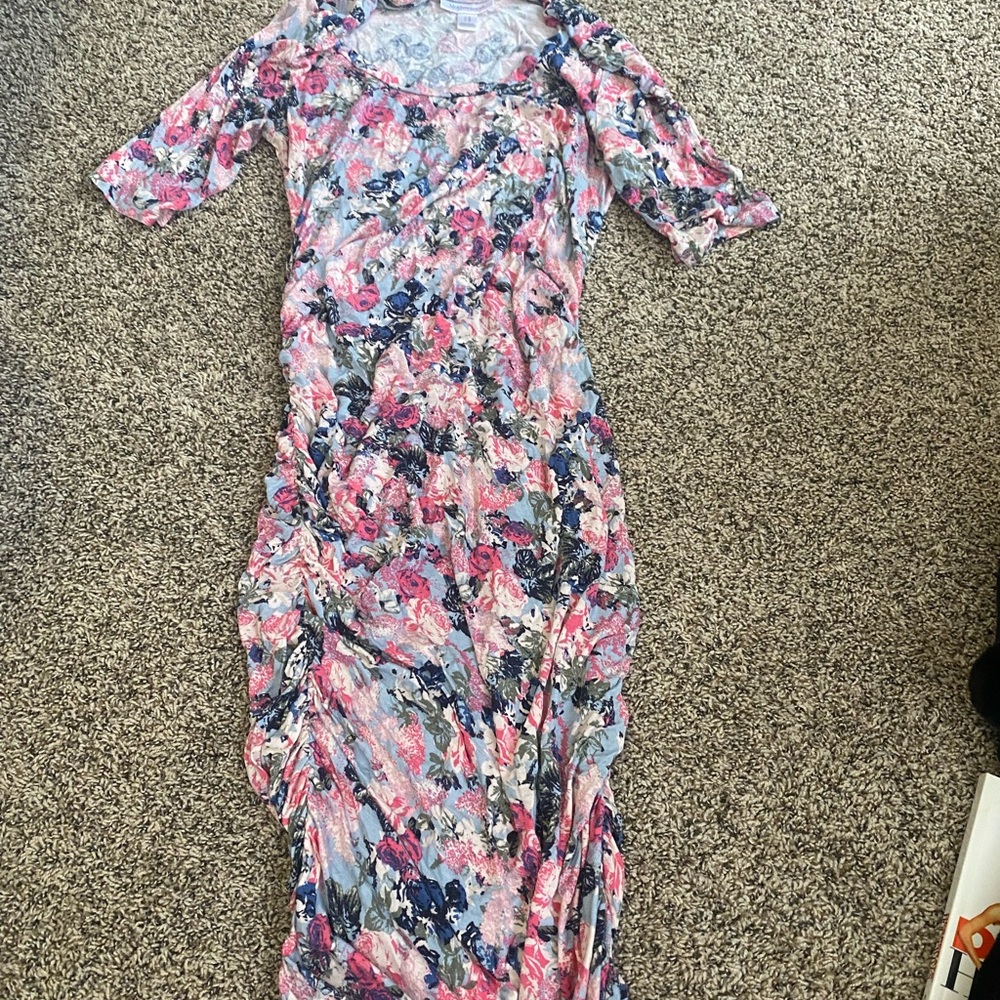 Motherhood Maternity Pink and Blue Floral Dress